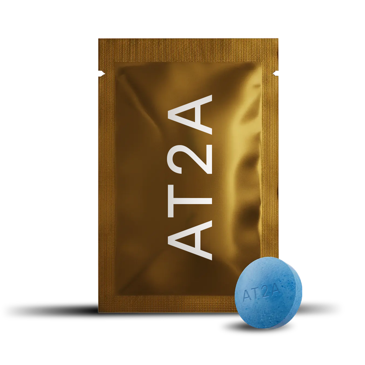 Aurum Gold chewable sachet with blue tablet